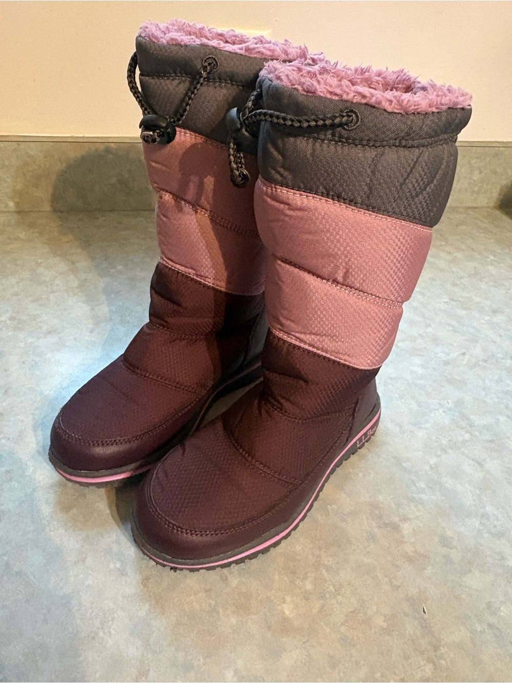 L.L. Bean Kids Insulated Winter Boots in Pink, Gray & Plum